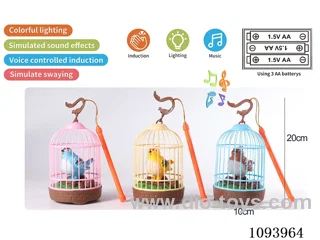 Lantern sound control birdcage with 1 bird/action/light/music