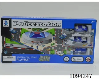 Police cloth carpet with three plastic police cars