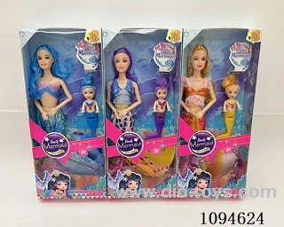 3 mixed 11 joint 11 inch Barbie doll mermaids paired with 3.5-inch mermaids