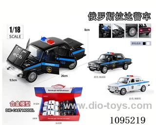 1:18 Russian Lada Alloy model Pull-back Sound and Light car - Russian police car (6 PCS/box)