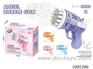 (CPC) 23 HOLE ANGEL BUBBLE GUN 3 NO. 5 BATTERIES (NO BAG) 1 BOTTLE OF 50ML BUBBLE WATER
