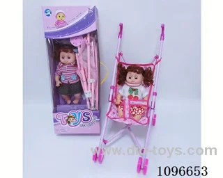Iron trolley +14 inch girl doll with IC 4 sound or English
