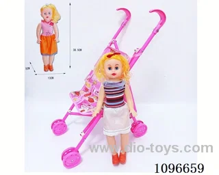 Plastic cart +18 "girl doll