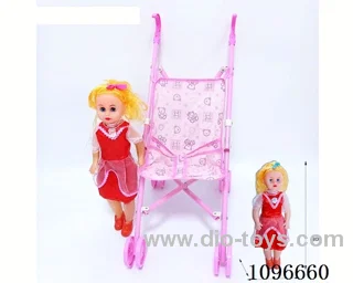 Plastic cart +18 "girl doll