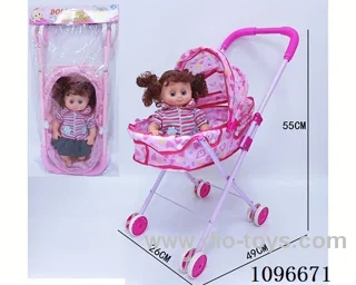 Iron trolley +14 inch girl doll with IC 4 sound or English