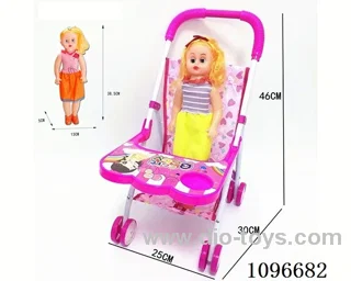 Iron cart with tray + doll