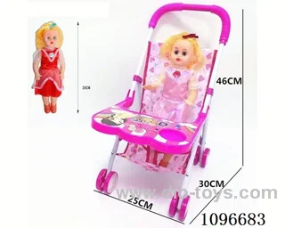 Iron cart with tray + doll