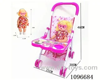 Iron cart with tray + doll