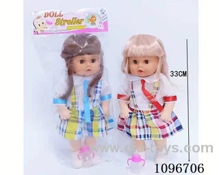 Girl doll + baby bottle doll with IC 4 sounds or English
