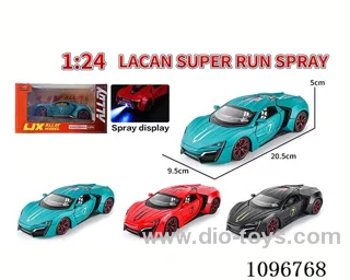 1:24 pull back alloy car with light/music/spray