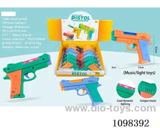 Light and Music Pistol (by 2 1.5V AAA batteries, battery not included)(12 packs)