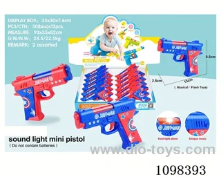Light and Music Pistol (by 2 1.5V AAA batteries, battery not included)(12 packs)