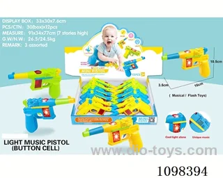 Light and Music Pistol with 3 button batteries (12 packs)