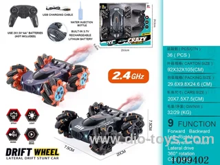 2.4G 9ch rc car with light/spray included battery