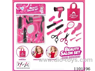 Card Bag Accessories Hair Barber Girl Girl Princess Barbie Play house Dressing up Play Play Hair dryer Curling iron Makeup mirror Cross Border Set (including cloth bag)