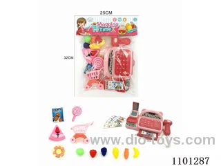 Simulation cash Register Play House Set with light and Sound (Pink)