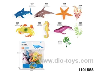 4-inch Marine Animals (6pcs) in PP bag with header