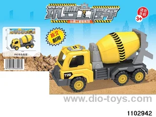 Skidding construction vehicle in PP bag with header