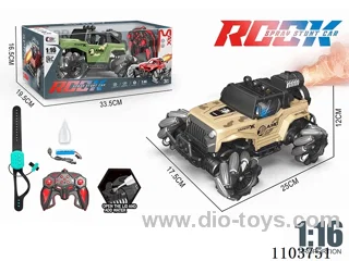 1:16 side-row automatic demonstration four-drive remote control car 13 play with spray light package 2.4g (remote control + watch remote control)