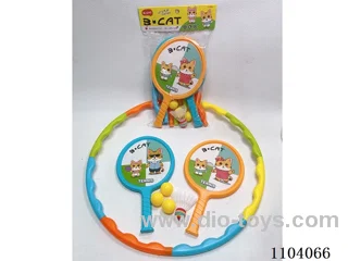 Assembled hula hoop + racket +3 round ball +1 badminton ball