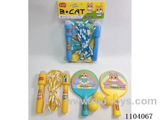 Jump rope + Ping pong racket +3 round balls