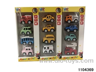 Q version alloy pull back car in window box