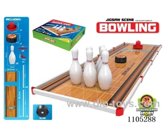 Jigsaw scene ball bowling combination