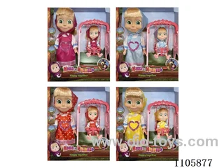 14 "5 knuckle-free Body Family Pack Double Masha bear with Swing with theme music (4 mixed) Window box