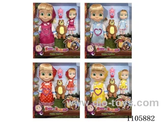 14 "5 joints full body vinyl body Family pack Double Martha Masha bear with Bear with Monkey with theme music (4 mixed) Window box
