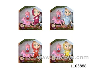 6 "solid 5 joint Masha bear with Monkey with Horse (4 mixed) window box