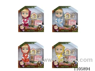 6 "solid 12 joint Martha Masha bear with puppy with dog cage (4 mixed) Window box