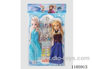 Two 11-inch bare Ice and Snow Barbie dolls with nail set +3 cane 2 bags (PVC stud corns)