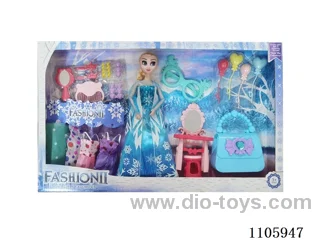 11 "solid frozen12 articulated Frozen Princess with multiple accessories window box