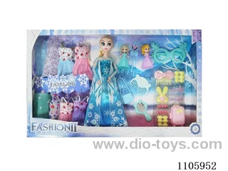 11 "solid frozen12 articulated Frozen Princess with multiple accessories window box