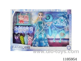 11 "solid frozen12 articulated Frozen Princess with multiple accessories window box