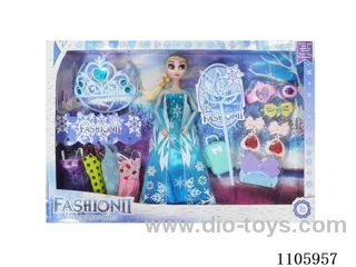 11 "solid frozen12 articulated Frozen Princess with multiple accessories window box
