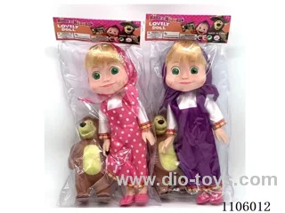 10 "full body Vinyl Martha and Bear Doll 3D Glass eyes with vinyl 16CM Bear Squeeze can sound the Martha theme music 2 mixes