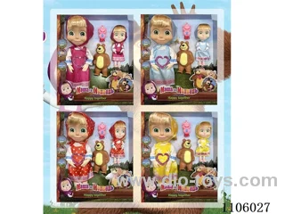 14 "Solid body 12 joints Family suit double Martha Masha bear with Bear with Monkey with Theme music (4 mixed)