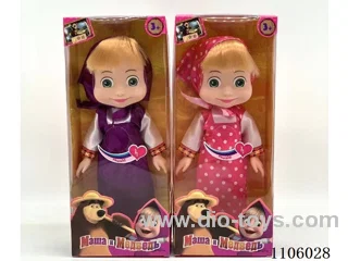New full-body vinyl 14 "Masha Bear and Bear Doll 3D glass eyes with Martha Theme Song