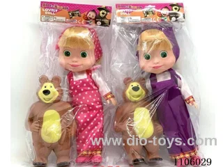 14 "Whole Body Vinyl Martha and Masha Bear Doll 3D Glass Eyes with vinyl 20CM Big Bear Squeeze can sound Martha theme music PVC card head bag 2 mixes