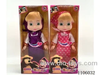 New full-body vinyl 10 "Masha Bear and Bear Doll 3D glass eyes with Martha Theme Song