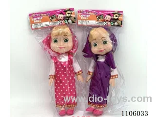 10 "Whole Body Vinyl Martha and Masha Bear Doll Spray eyes with Martha theme music PVC card head bag 2 mixed