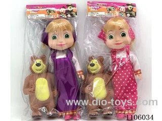 14 "Whole Body Vinyl Martha and Masha Bear Doll Oil Eye with vinyl 20CM Big Bear Squeeze can sound Martha theme music PVC card head bag 2 mixed