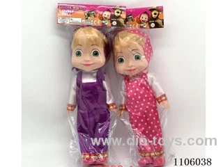 14 "Whole Body Vinyl Martha and Masha Bear Doll oil eyes with Martha theme music PVC card head bag 2 mixed