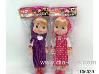 14 "Full body Vinyl Martha and Masha Bear Doll 3D Glass eyes with Martha Theme music PVC card head bag 2 mixed