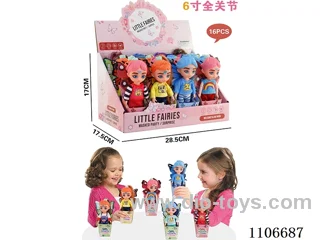 6-inch 12-joint doll with thick eyebrows (6 mixed,16 pieces)