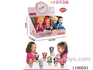 6 "Disney Dolls with live hands and feet (8 mixed,16 pieces)