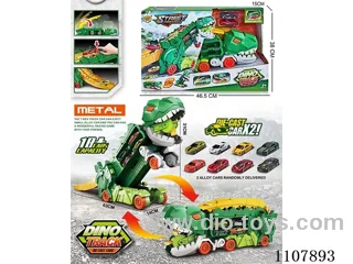 Dinosaur storage deformation competitive devouring ejection track container car with 2 alloy cars