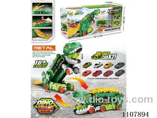 Dinosaur storage deformation competitive devouring ejection track container car with 2 alloy cars