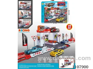 City racing track ejection parking lot with 1 alloy car